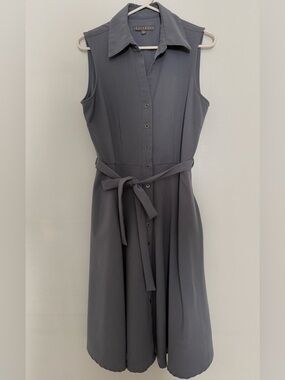 Sharagano Gray Sleeveless Button-Front Midi Dress  Size-4